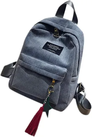 Woman Mini Simple Corduroy Backpacks Color Leisure Backpacks College for Teen s Bags (Grey, One Size)