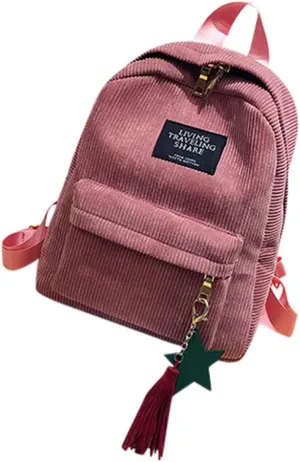 Woman Mini Simple Corduroy Backpacks Color Leisure Backpacks College for Teen s Bags (One Size)