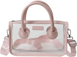 Women Large Clear Tote Bag Shoulder Handbag Stylish Transparent Crossbody Bag with Adjustable Strap for Sport Beach