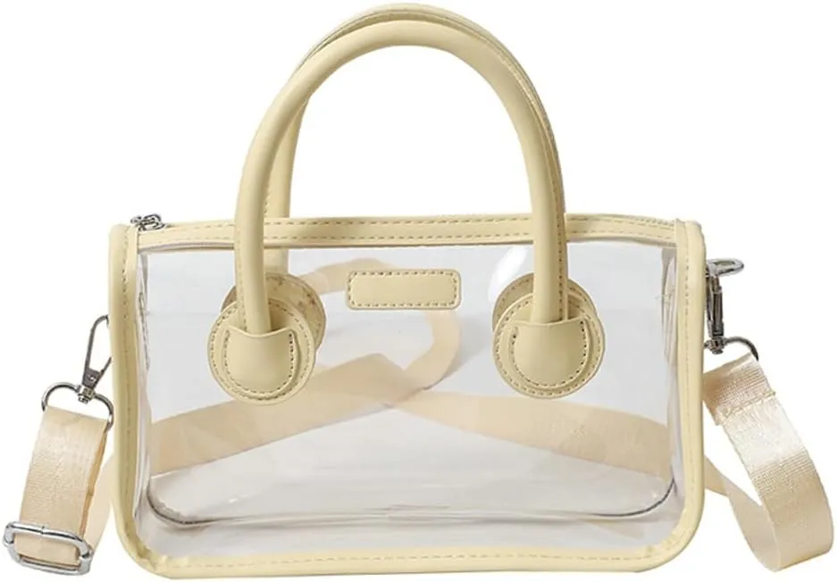 Women Large Clear Tote Bag Shoulder Handbag Stylish Transparent Crossbody Bag with Adjustable Strap for Sport Beach