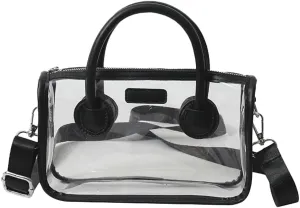 Women Large Clear Tote Bag Shoulder Handbag Stylish Transparent Crossbody Bag with Adjustable Strap for Sport Beach