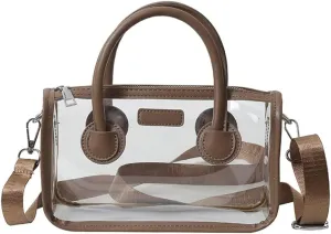 Women Large Clear Tote Bag Shoulder Handbag Stylish Transparent Crossbody Bag with Adjustable Strap for Sport Beach