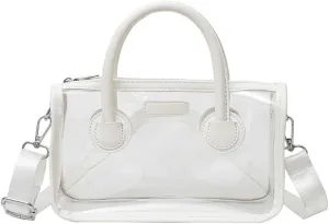 Women Large Clear Tote Bag Shoulder Handbag Stylish Transparent Crossbody Bag with Adjustable Strap for Sport Beach