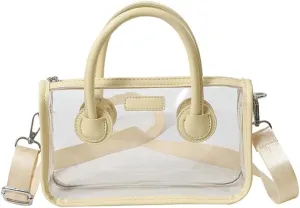 Women Large Clear Tote Bag Shoulder Handbag Stylish Transparent Crossbody Bag with Adjustable Strap for Sport Beach