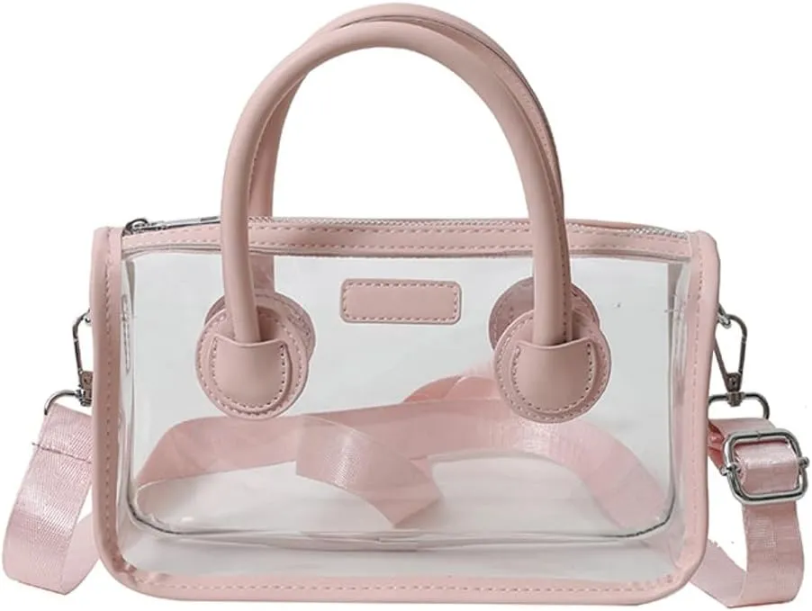 Women Large Clear Tote Bag Shoulder Handbag Stylish Transparent Crossbody Bag with Adjustable Strap for Sport Beach