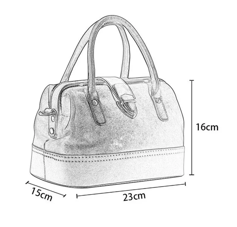 Women Leather Doctor Bag Color Block Weekend Daily Small Handbag Shoulder Bag