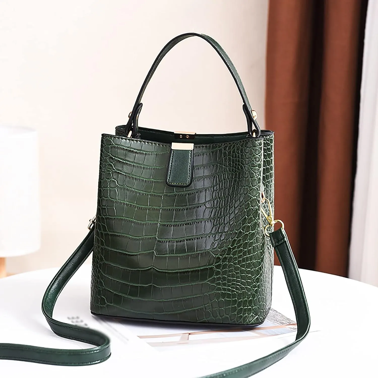Women Leather Shoulder Bag Solid Color Handbags Canvas Shoulder Bag (One Size)