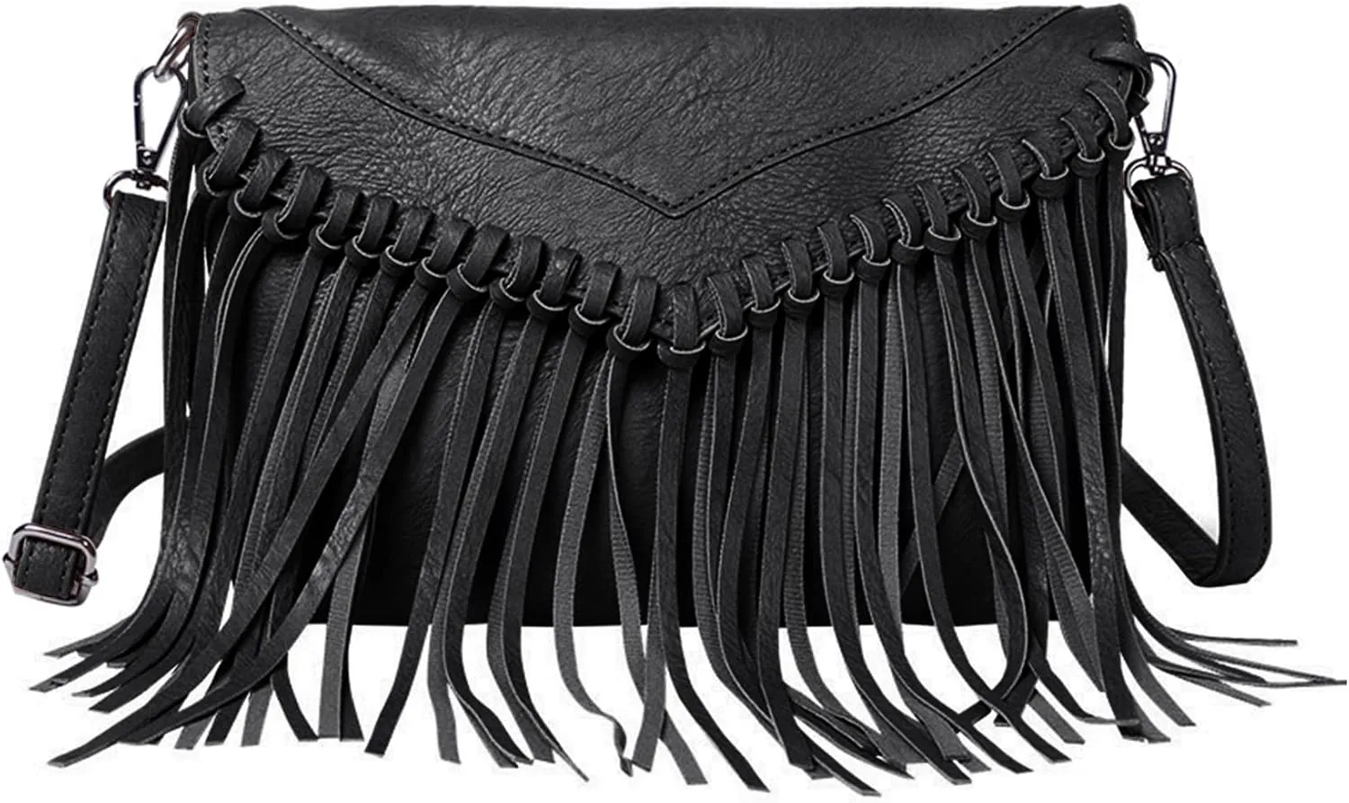 Women Leather Shoulder Handbags Crossbody Bags with Tassel Vintage Envelope Handbag