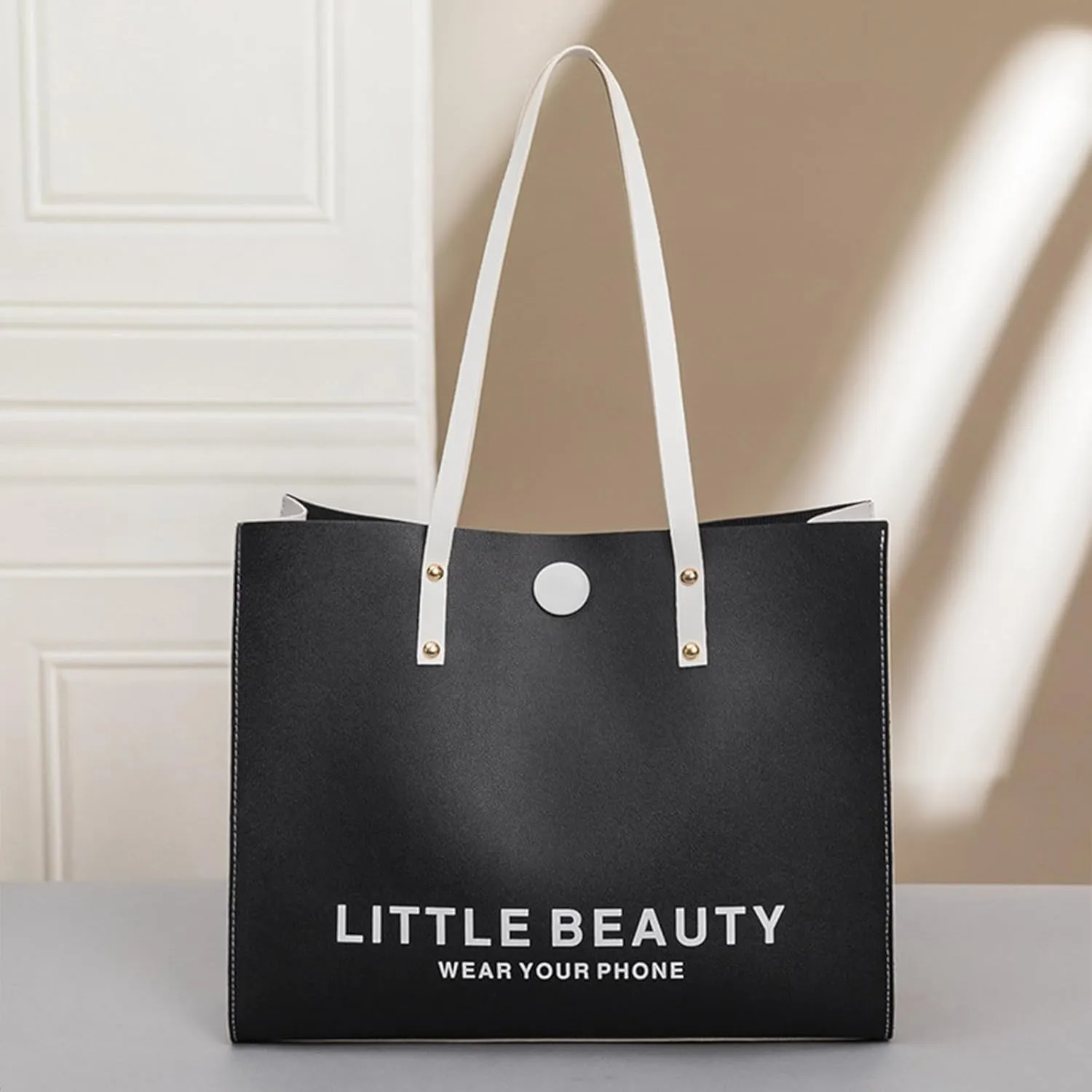 Women Shoulder Bag Fashionable New Pattern Minimalist Decorative Strap Large Capacity Handbag Shoulder (Black, One Size)