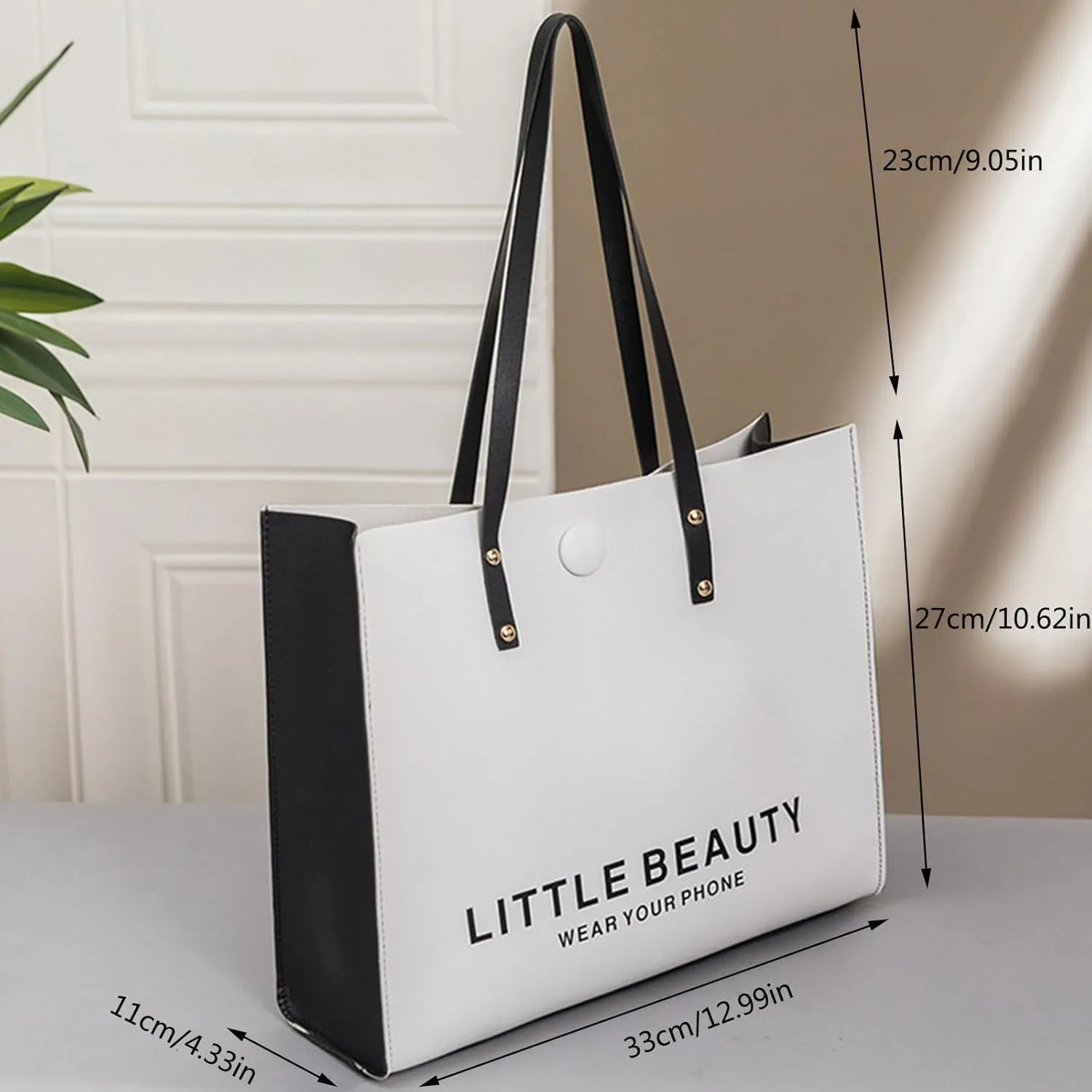 Women Shoulder Bag Fashionable New Pattern Minimalist Decorative Strap Large Capacity Handbag Shoulder (Black, One Size)