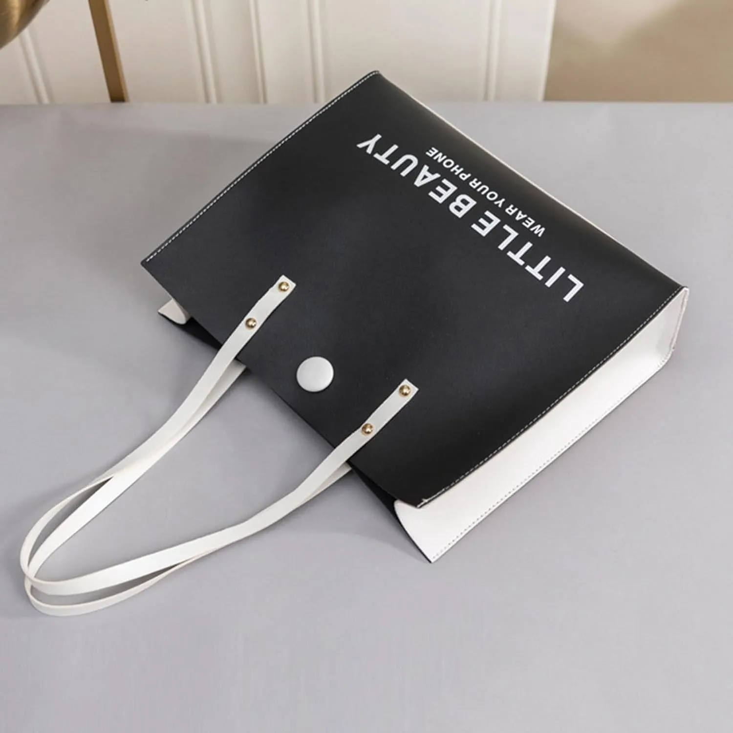 Women Shoulder Bag Fashionable New Pattern Minimalist Decorative Strap Large Capacity Handbag Shoulder (Black, One Size)