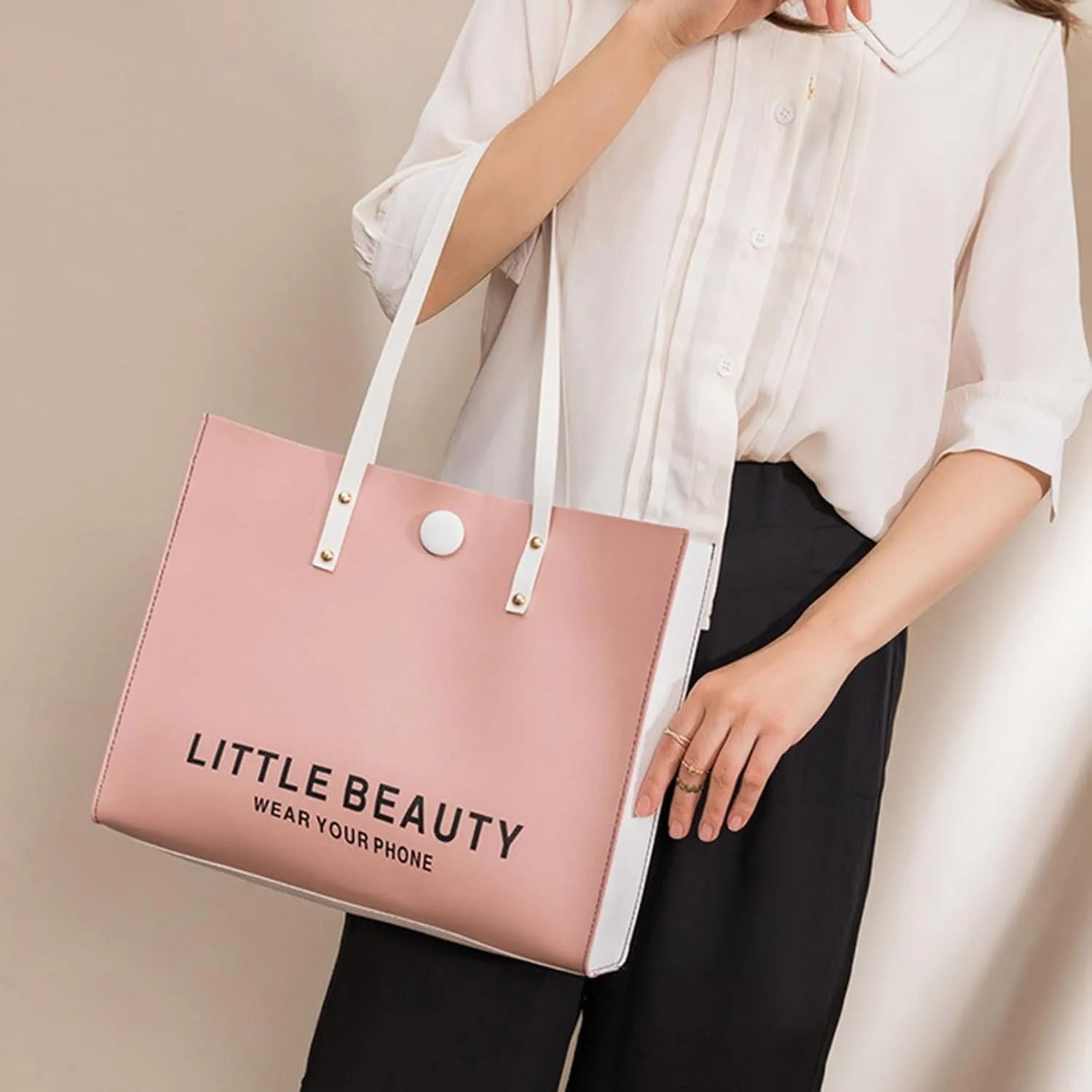 Women Shoulder Bag Fashionable New Pattern Minimalist Decorative Strap Large Capacity Handbag Shoulder (Red, One Size)