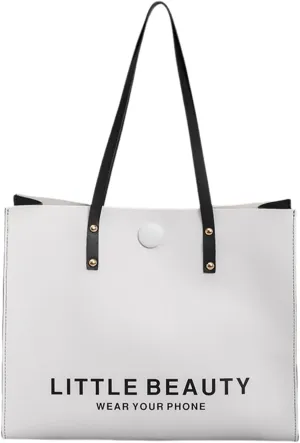 Women Shoulder Bag Fashionable New Pattern Minimalist Decorative Strap Large Capacity Handbag Shoulder (White, One Size)