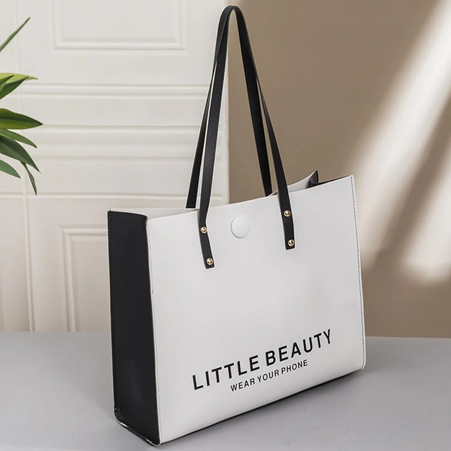 Women Shoulder Bag Fashionable New Pattern Minimalist Decorative Strap Large Capacity Handbag Shoulder (White, One Size)