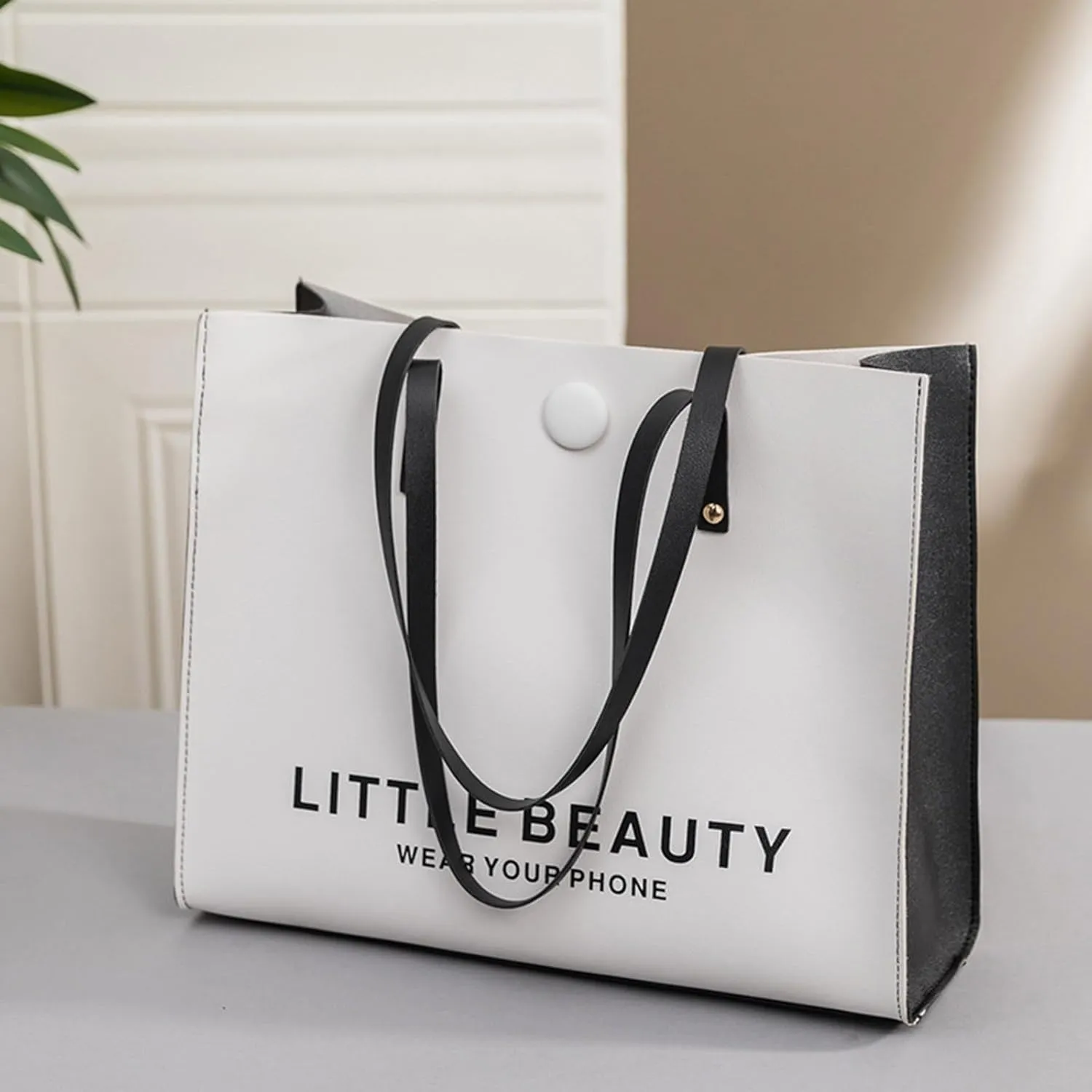 Women Shoulder Bag Fashionable New Pattern Minimalist Decorative Strap Large Capacity Handbag Shoulder (White, One Size)