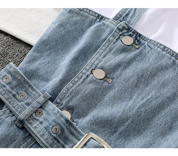 Women Trendy Loose Korean Strap Shorts Slim Look Jumper Sets
