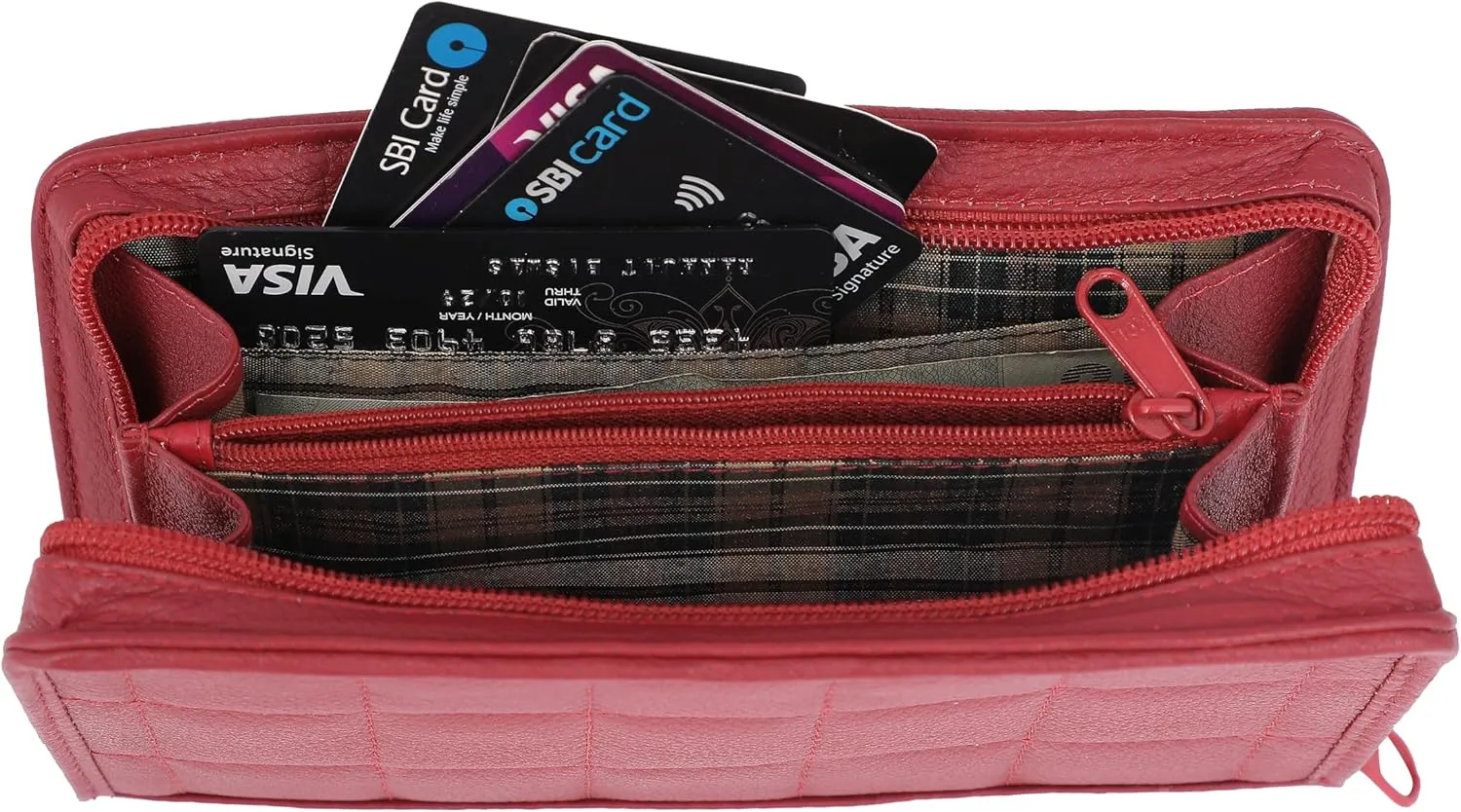 Women Wallet Leather Zipper Clutch Purses for Ladies with RFID Blocking Minimalist Quilted Design