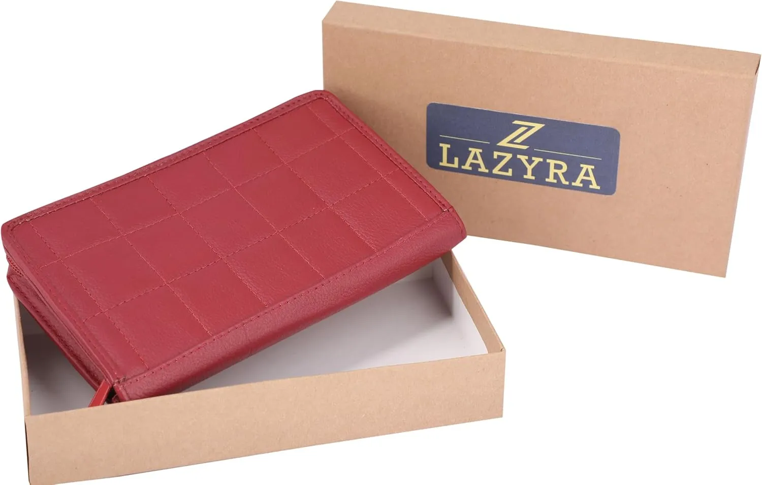 Women Wallet Leather Zipper Clutch Purses for Ladies with RFID Blocking Minimalist Quilted Design