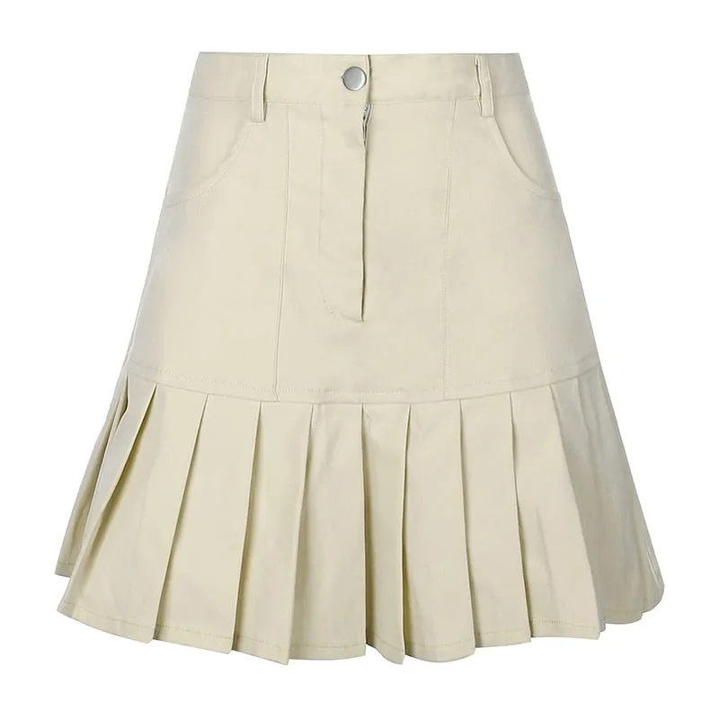 Women's A-Line Skirt Gothic Denim Pleated Skirt Summer 2021 Y2K Aesthetics Streetwear Vintage E Girl 90s Dollskilling
