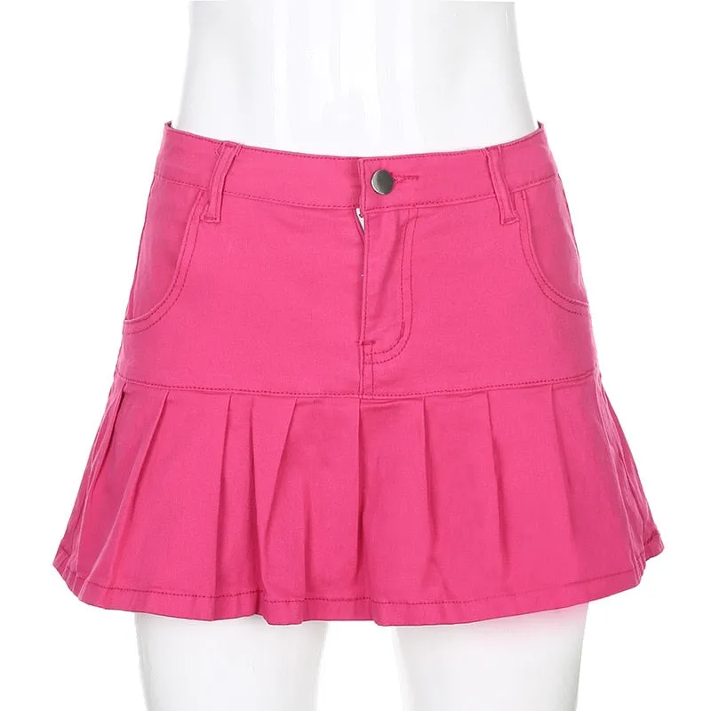 Women's A-Line Skirt Gothic Denim Pleated Skirt Summer 2021 Y2K Aesthetics Streetwear Vintage E Girl 90s Dollskilling