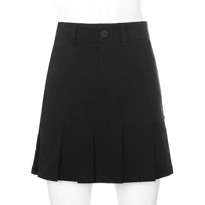 Women's A-Line Skirt Gothic Denim Pleated Skirt Summer 2021 Y2K Aesthetics Streetwear Vintage E Girl 90s Dollskilling