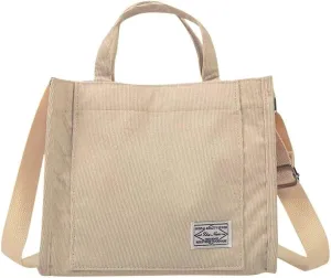Women's Bag Casual Fashion Canvas Handbag Messenger Corduroy Shoulder Bags over The Shoulder Bags for (White, One Size)