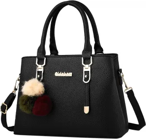 Womens Bags Elegant Casual Leather Messenger Bag Large Capacity Handbag Fashion Men's Shoulder Bag (Black, One Size)