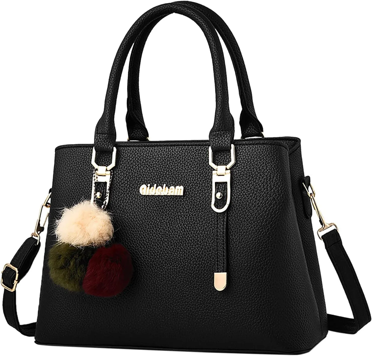 Womens Bags Elegant Casual Leather Messenger Bag Large Capacity Handbag Fashion Men's Shoulder Bag (Black, One Size)