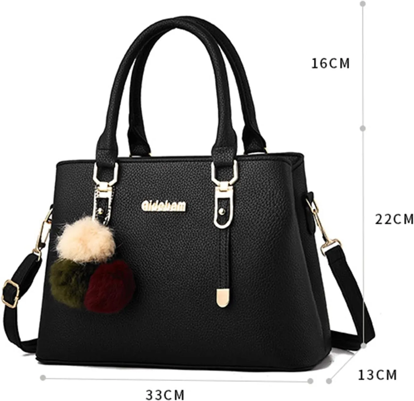 Womens Bags Elegant Casual Leather Messenger Bag Large Capacity Handbag Fashion Men's Shoulder Bag (Black, One Size)