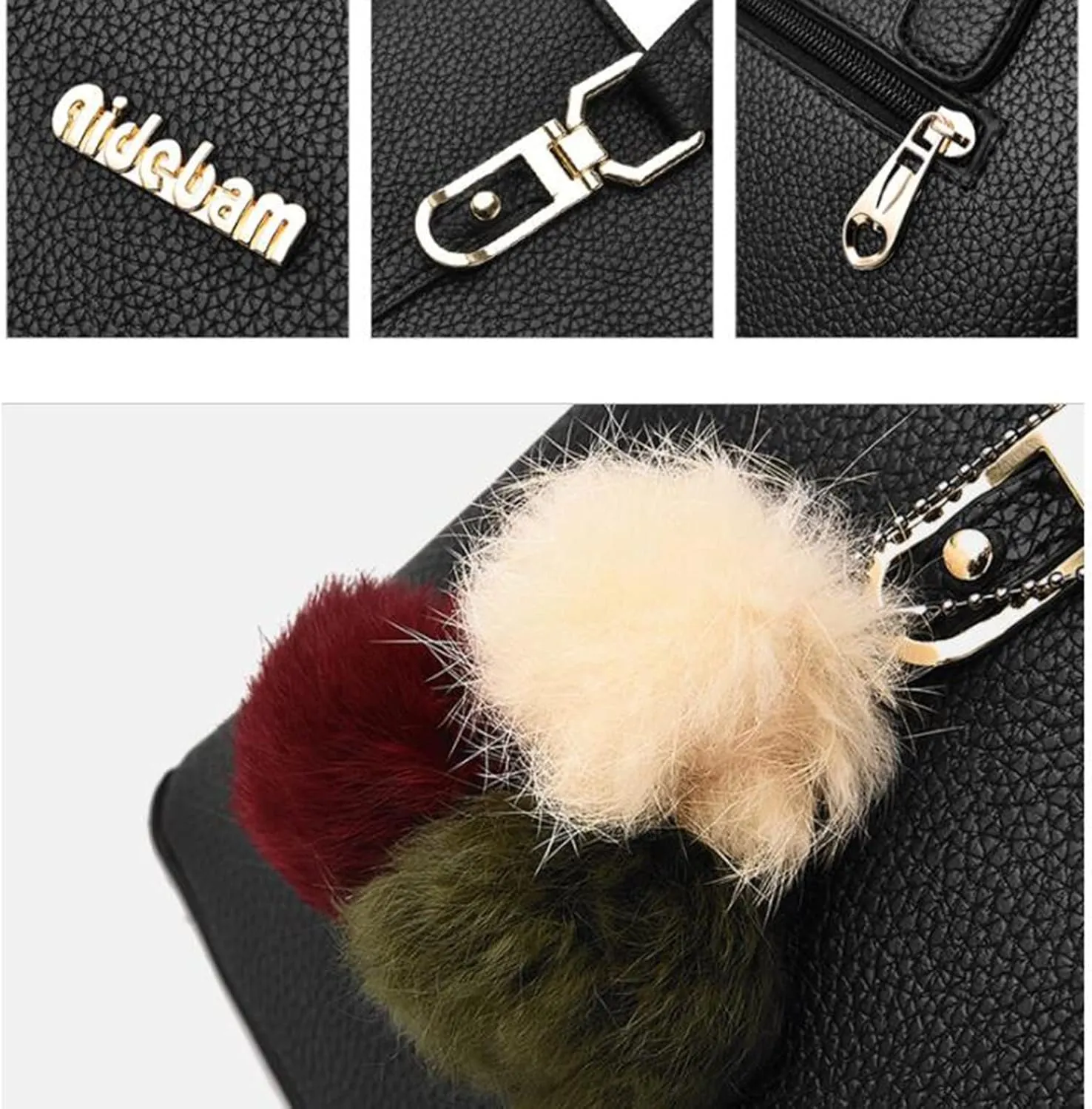 Womens Bags Elegant Casual Leather Messenger Bag Large Capacity Handbag Fashion Men's Shoulder Bag (Black, One Size)