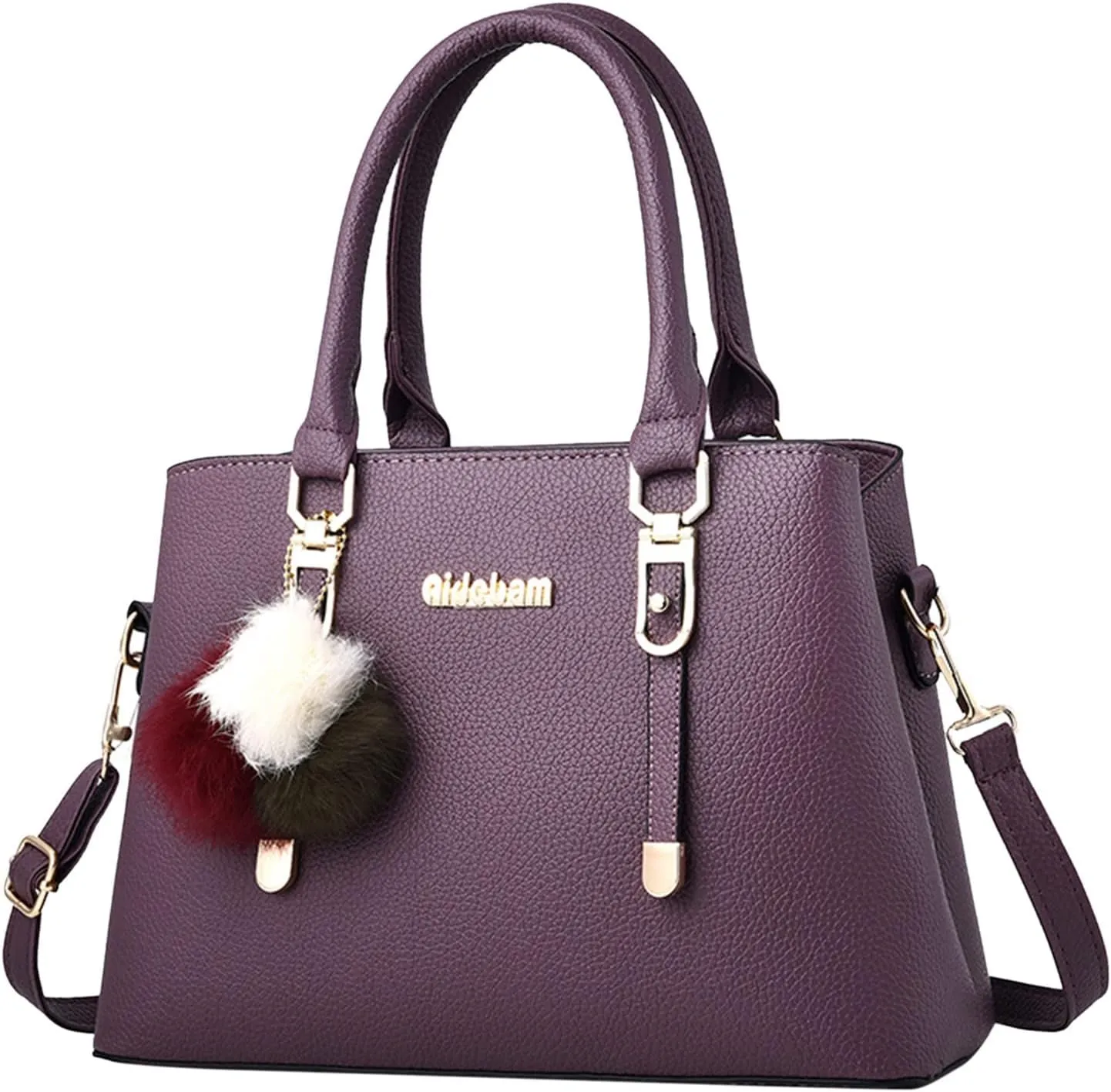Womens Bags Elegant Casual Leather Messenger Bag Large Capacity Handbag Fashion Men's Shoulder Bag (Purple, One Size)