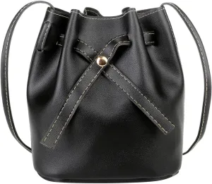 Women's Bags Trendy Fashion Drawstring Lady Bags Border Casual Handbag Crossbody Shoulder Bag Shoulder (Black, One Size)