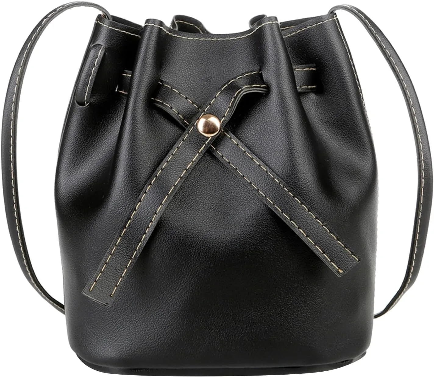 Women's Bags Trendy Fashion Drawstring Lady Bags Border Casual Handbag Crossbody Shoulder Bag Shoulder (Black, One Size)