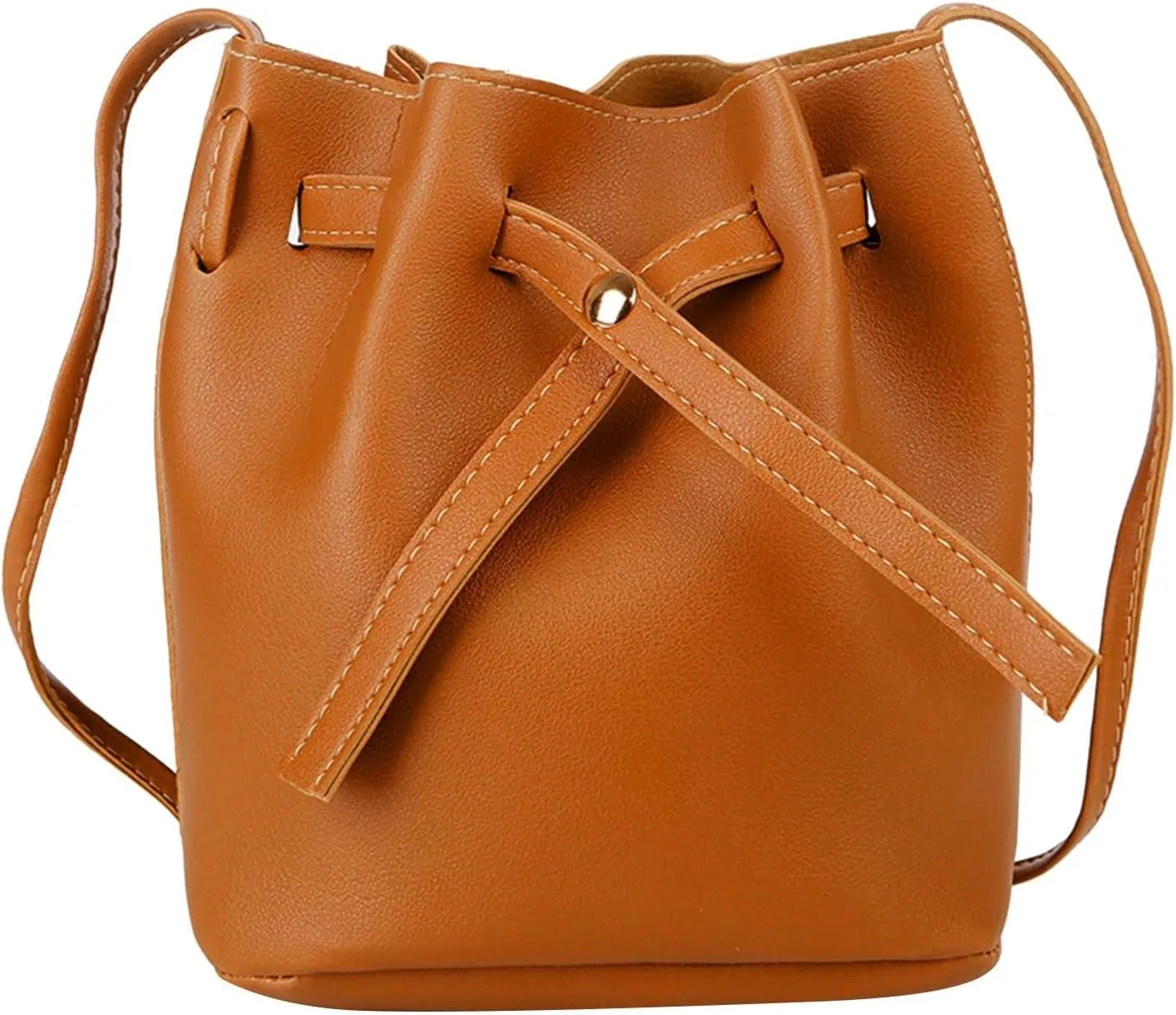 Women's Bags Trendy Fashion Drawstring Lady Bags Border Casual Handbag Crossbody Shoulder Bag Shoulder (Brown, One Size)
