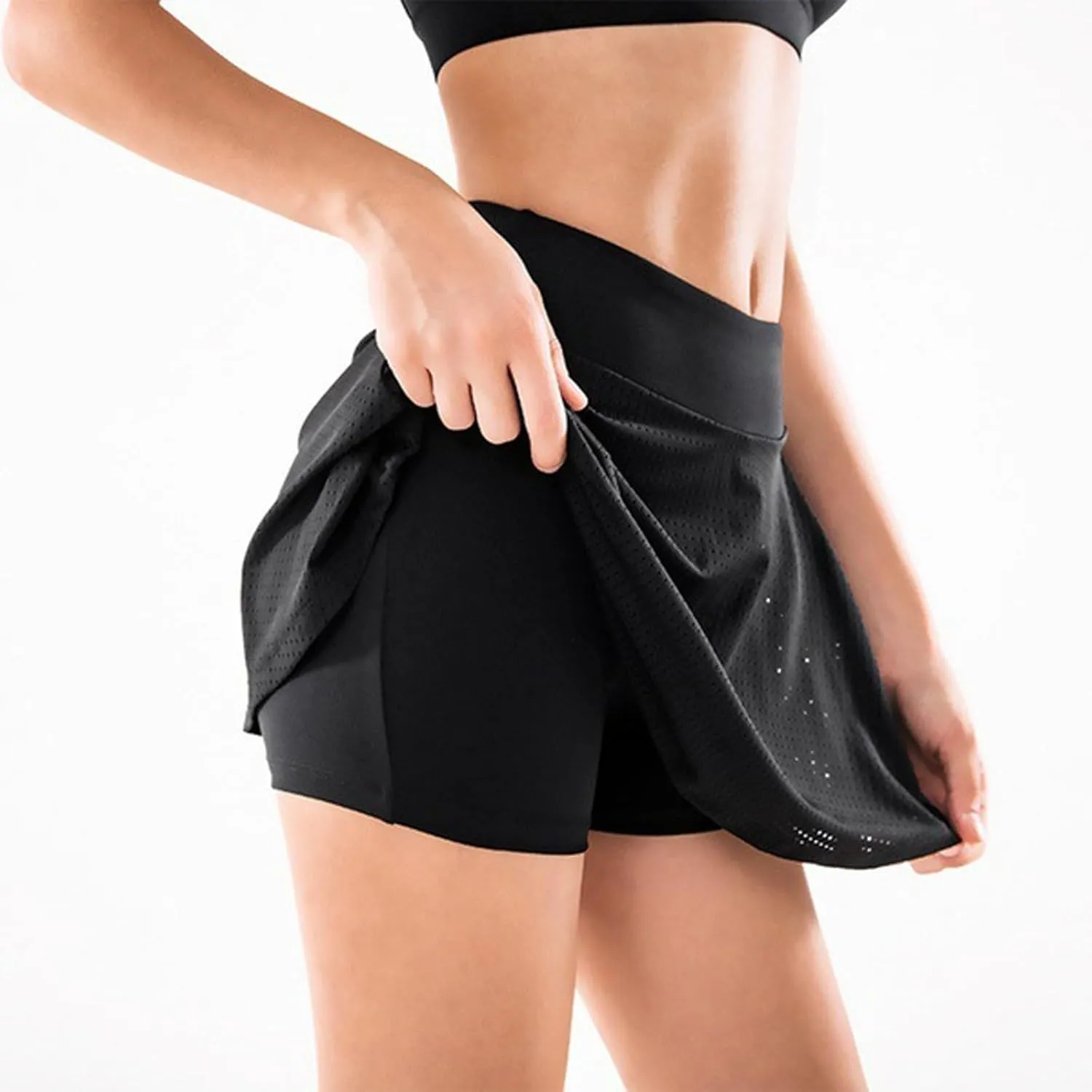 Women's Basic Versatile Stretchy Flared Casual Mini Skater Skirt 2025 Summer High Waist Miniskirt Flowy Sport Skort