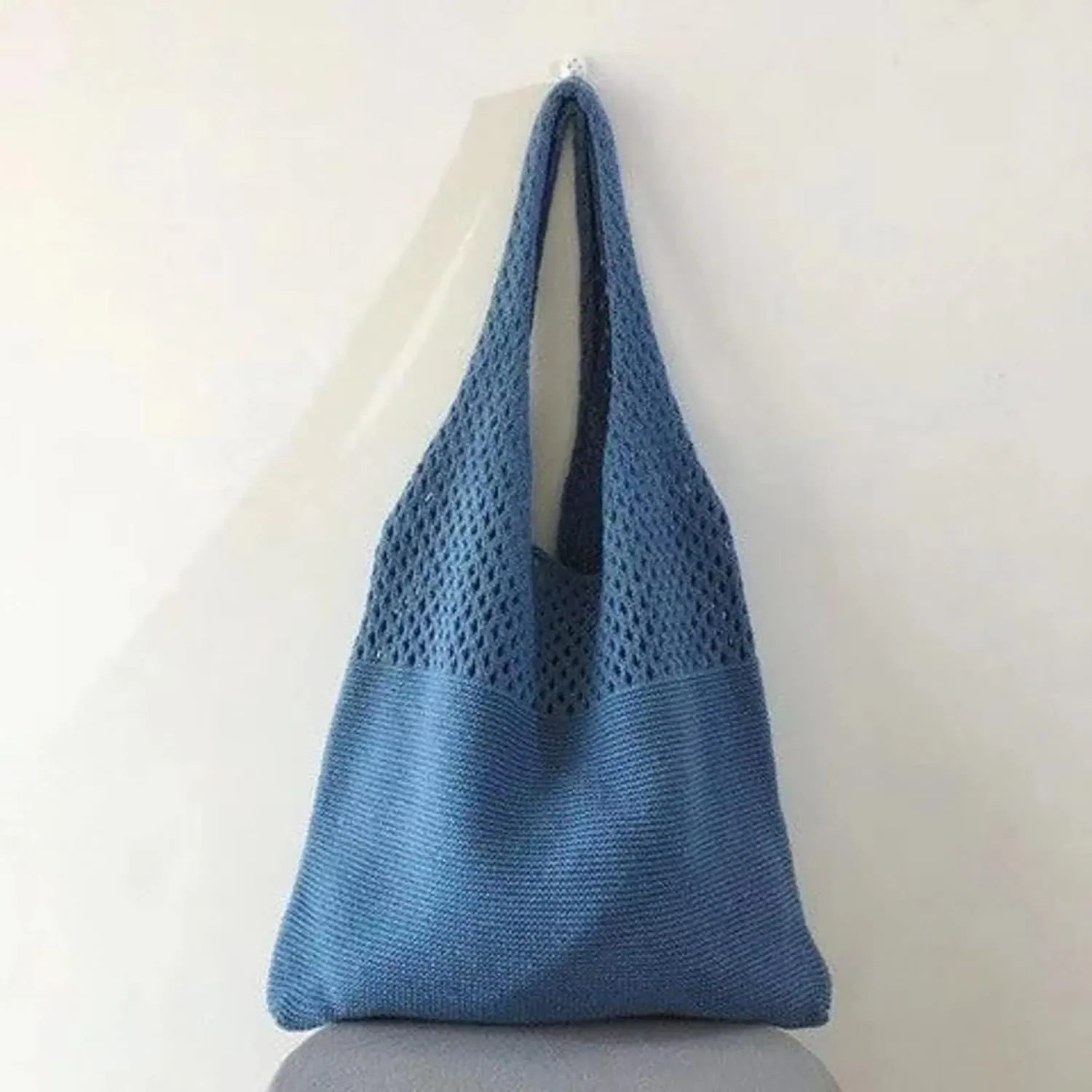 Women's Canvas Tote Bags with Zipper Crossbody Purses and Handbags Lightweight Pocketbook Lightweight Puffer Bag(Blue)