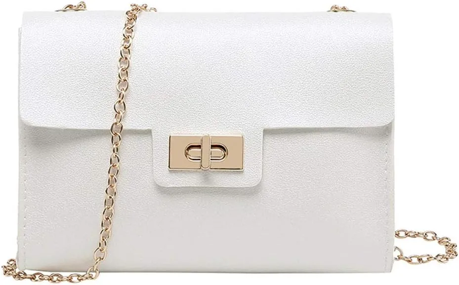 Women'S Crossbody Bag Chain PU Leather Shoulder Bag With Twist Lock Flap Casual Messenger Bags