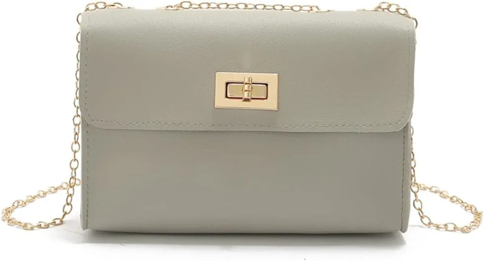 Women'S Crossbody Bag Chain PU Leather Shoulder Bag With Twist Lock Flap Casual Messenger Bags