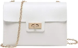 Women'S Crossbody Bag Chain PU Leather Shoulder Bag With Twist Lock Flap Casual Messenger Bags