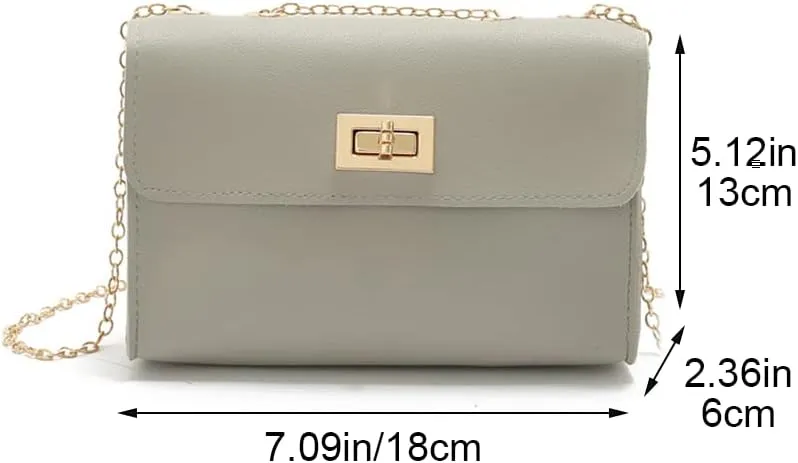 Women'S Crossbody Bag Chain PU Leather Shoulder Bag With Twist Lock Flap Casual Messenger Bags