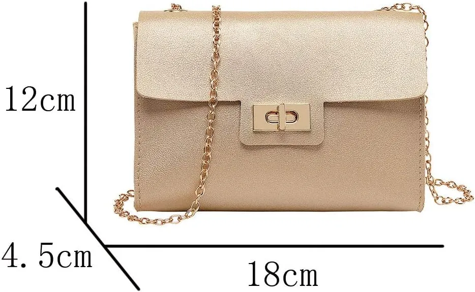 Women'S Crossbody Bag Chain PU Leather Shoulder Bag With Twist Lock Flap Casual Messenger Bags