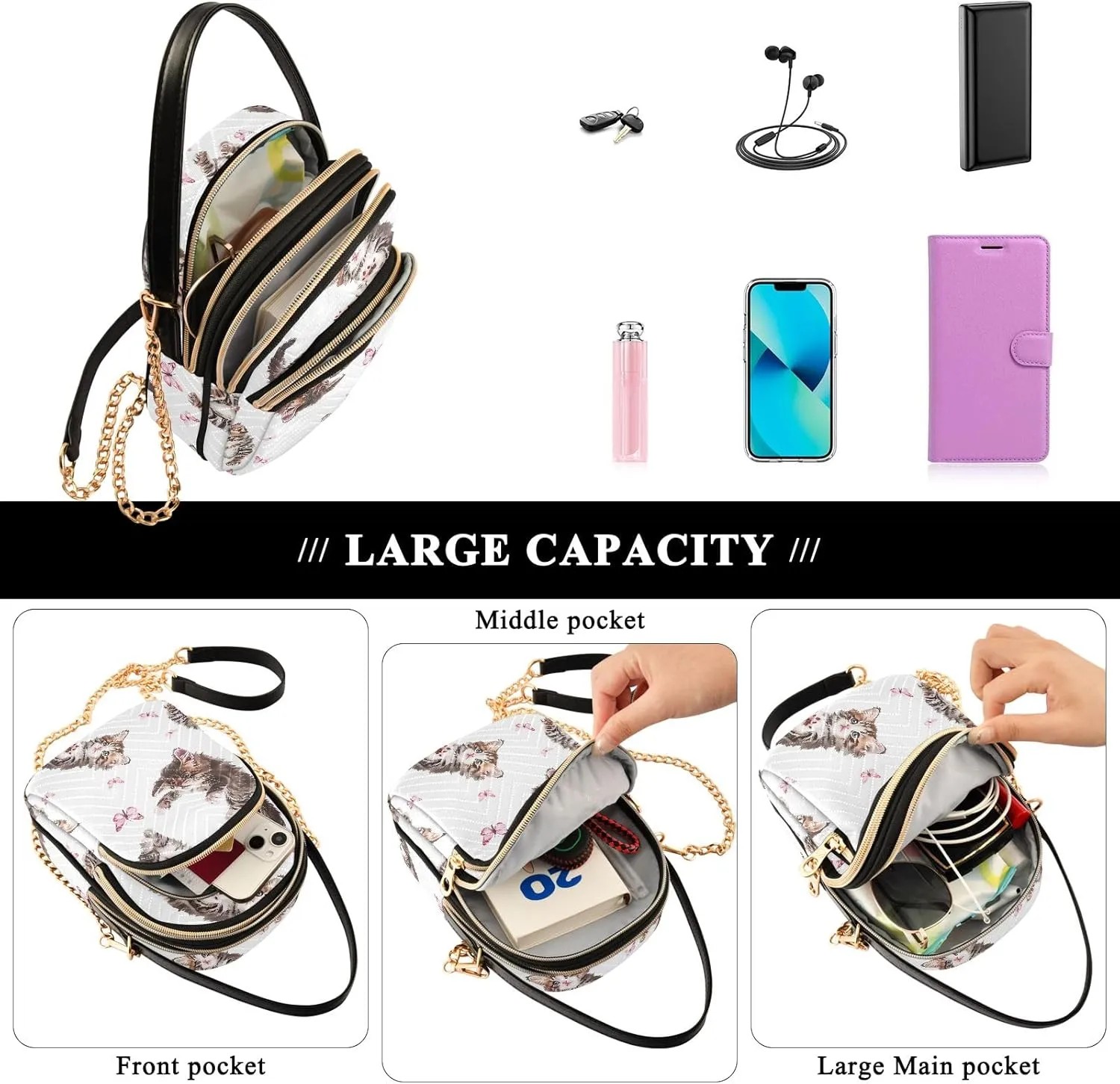 Women's Crossbody Bags Quilted Purse with Chain Phone Purse Handbag