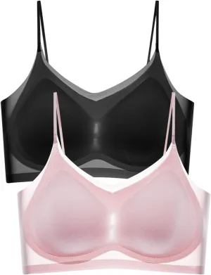 Womens Everyday Wear Push Up Bras Sexy Invisibles No Show Athletic Sporty for Large Bust Ice Silk Comfortable Soft