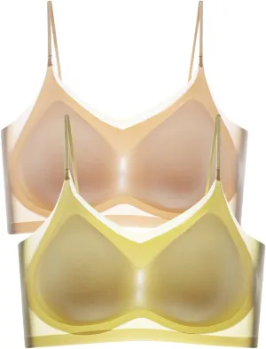 Womens Everyday Wear Push Up Bras Sexy Invisibles No Show Athletic Sporty for Large Bust Ice Silk Comfortable Soft