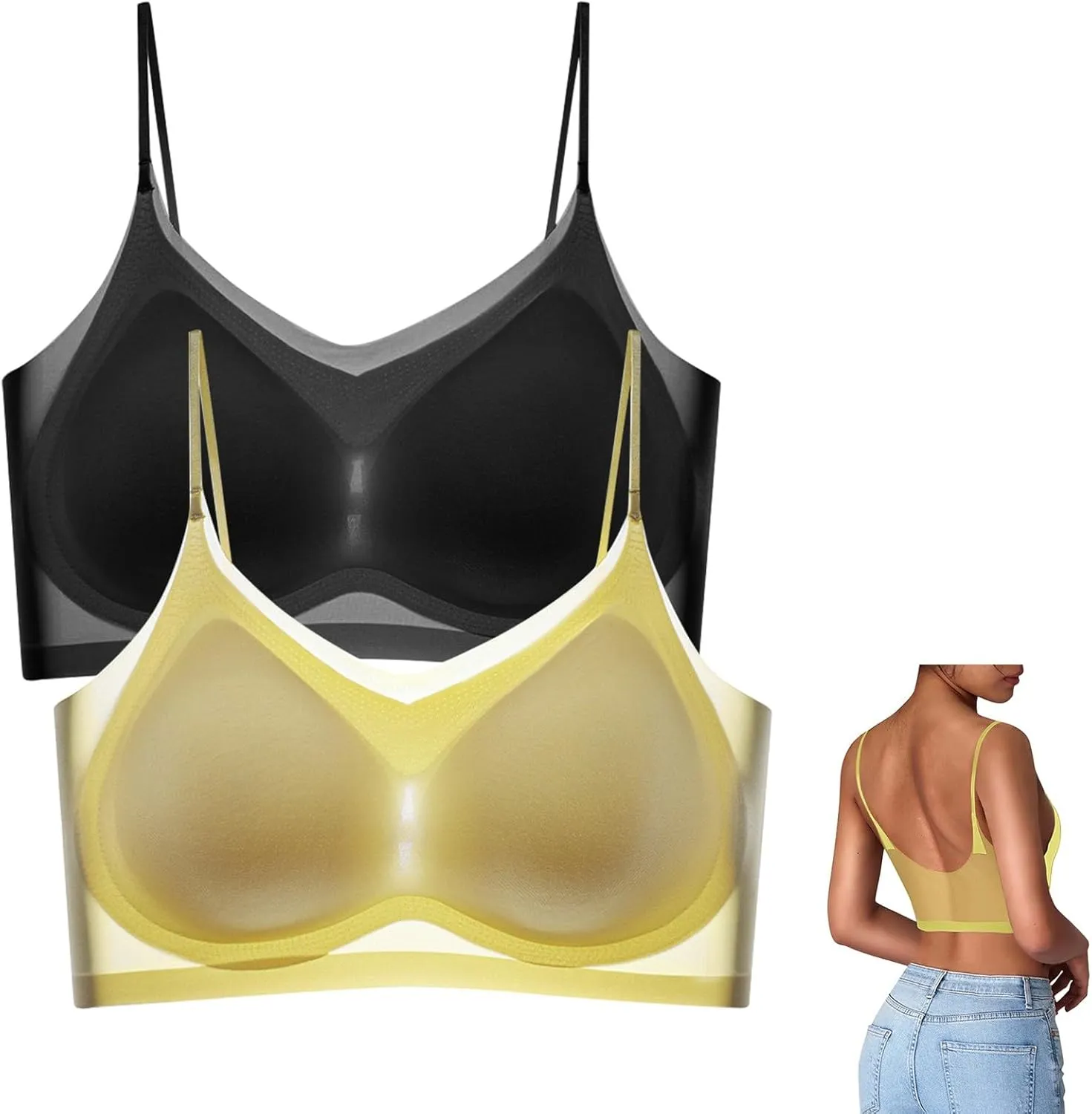 Womens Everyday Wear Push Up Bras Sexy Invisibles No Show Athletic Sporty for Large Bust Ice Silk Comfortable Soft