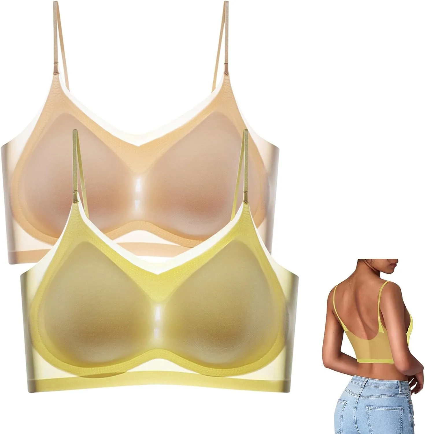 Womens Everyday Wear Push Up Bras Sexy Invisibles No Show Athletic Sporty for Large Bust Ice Silk Comfortable Soft