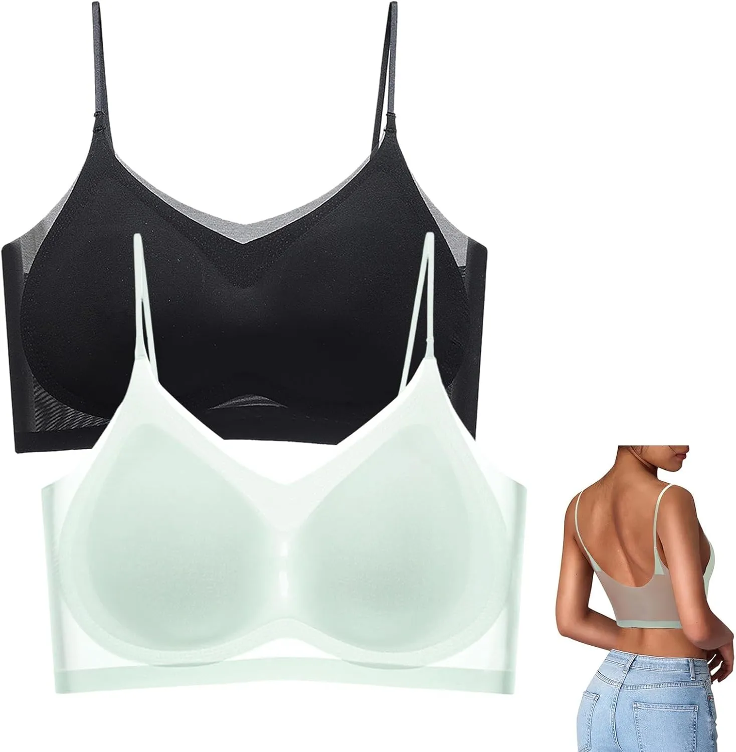 Womens Everyday Wear Push Up Bras Sexy Invisibles No Show Athletic Sporty for Large Bust Ice Silk Comfortable Soft