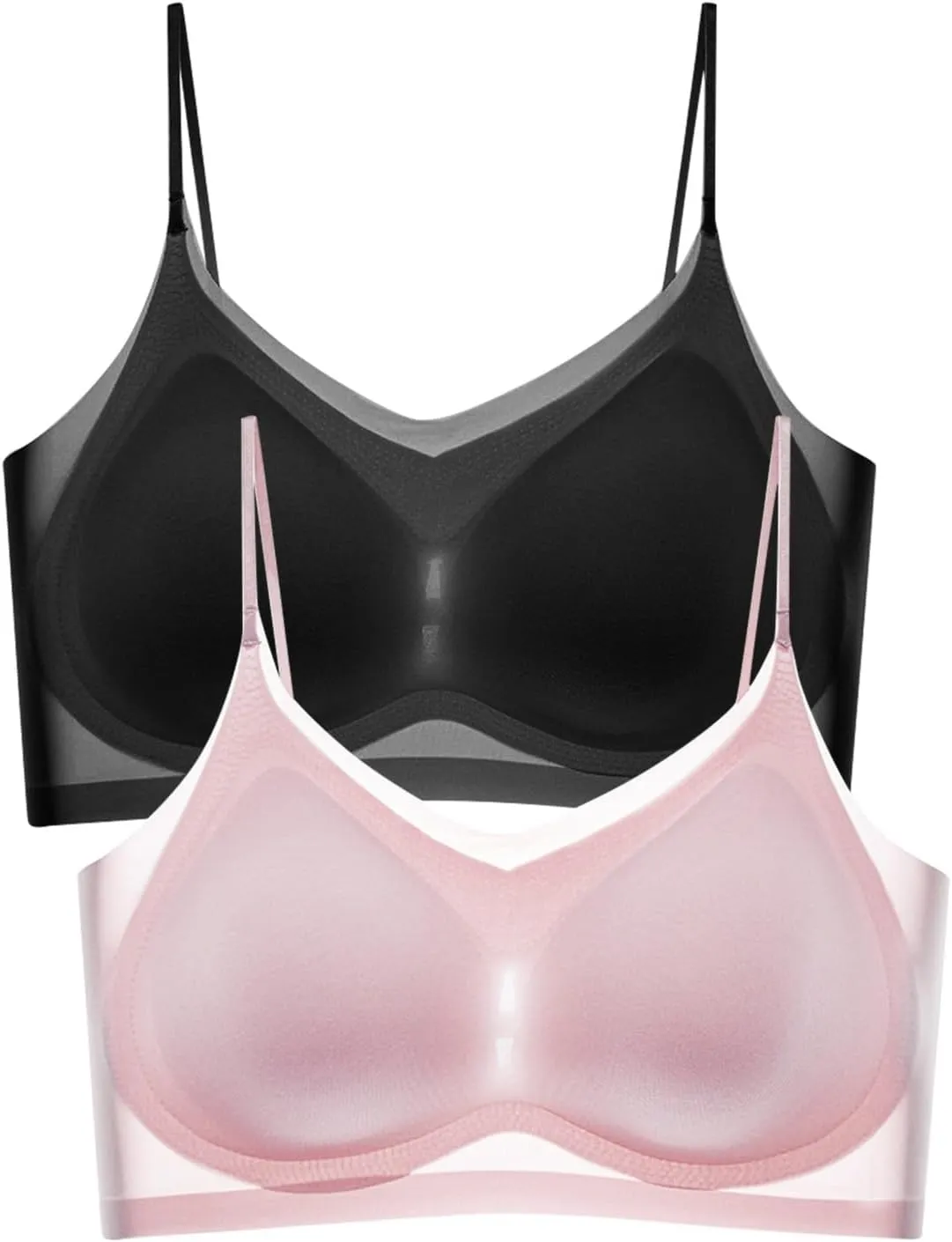 Womens Everyday Wear Push Up Bras Sexy Invisibles No Show Athletic Sporty for Large Bust Ice Silk Comfortable Soft