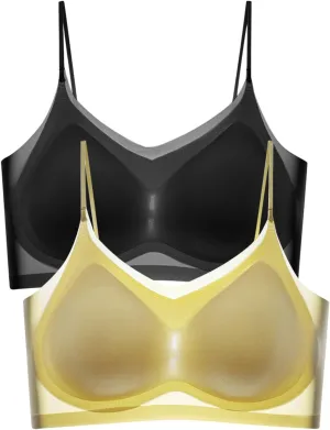 Womens Everyday Wear Push Up Bras Sexy Invisibles No Show Athletic Sporty for Large Bust Ice Silk Comfortable Soft