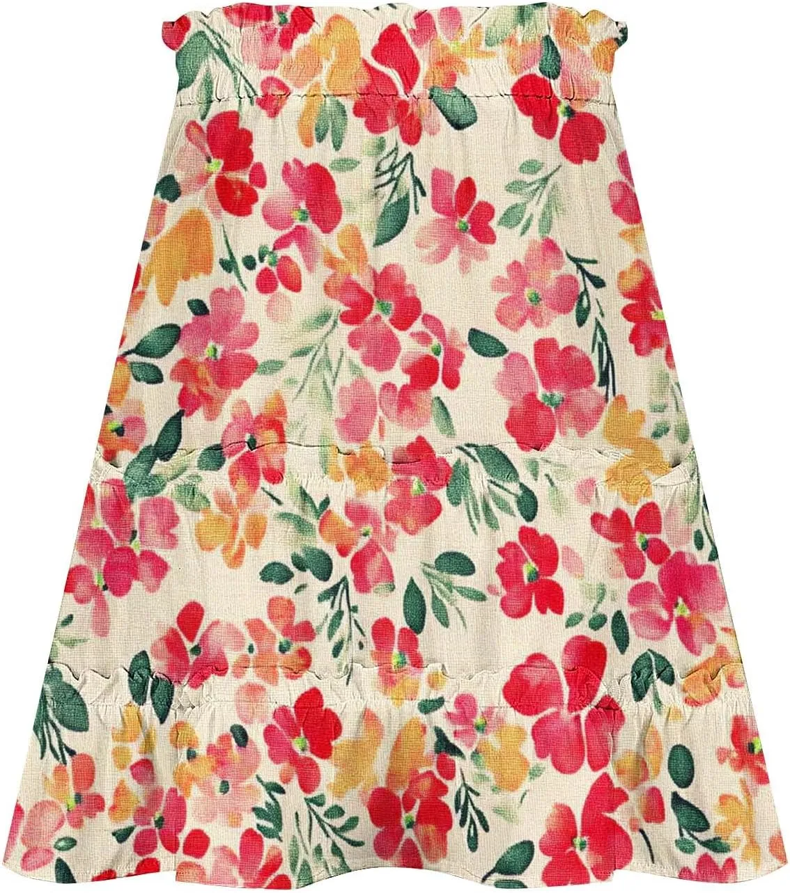 Women's Floral Summer Skirts High Waisted Casual Mini Skirts A Line Boho Beach Skirts Short Tiered Skirt for Vacation